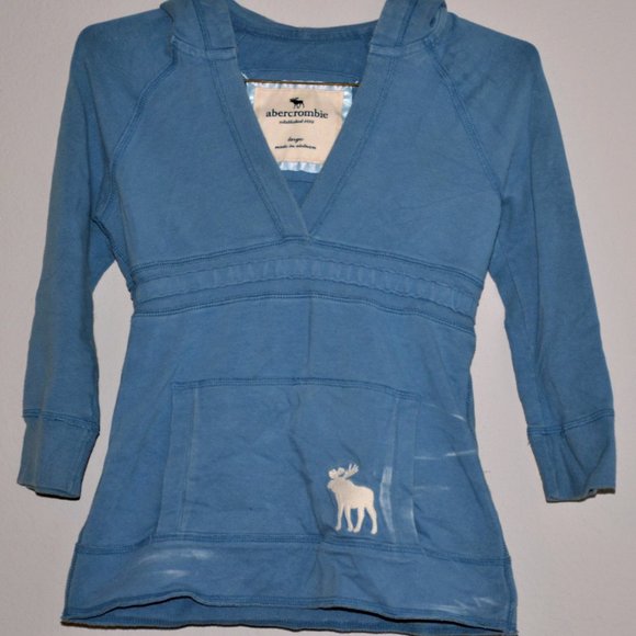 Blue Abercrombie Acid Wash Hoodie - Picture 1 of 6